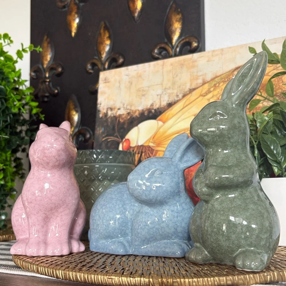 🆕3 Pastel Ceramic Bunnies - Picture 2 of 9